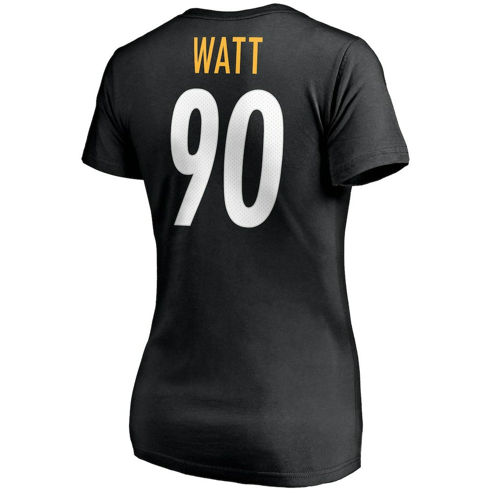 Pittsburgh Steelers T.J. Watt  Women's Player Icon Name & Number V-Neck T-Shirt | NFL New