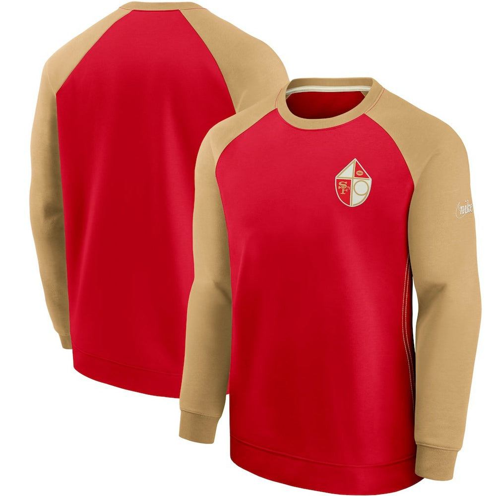 San Francisco 49ers Historic Raglan Crew Performance Sweater | NFL Discount