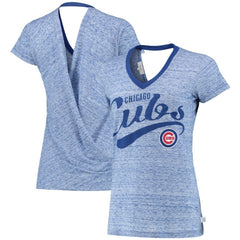 Chicago Cubs Touch Women's Hail Mary V-Neck Back Wrap T-Shirt - MLB T-shirts
