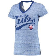 Chicago Cubs Touch Women's Hail Mary V-Neck Back Wrap T-Shirt - MLB T-shirts