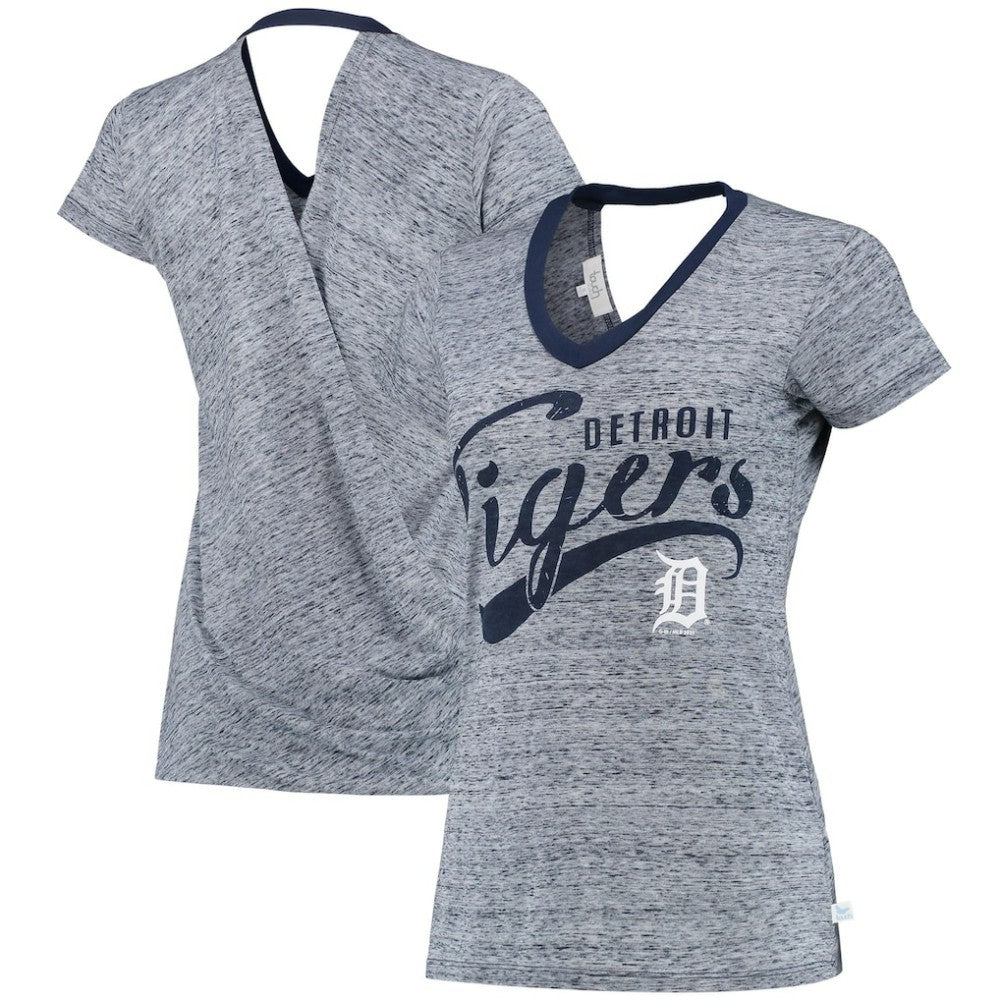 Detroit Tigers Touch Women's Hail Mary V-Neck Back Wrap T-Shirt - MLB T-shirts