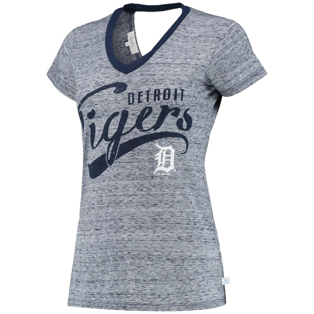 Detroit Tigers Touch Women's Hail Mary V-Neck Back Wrap T-Shirt - MLB T-shirts