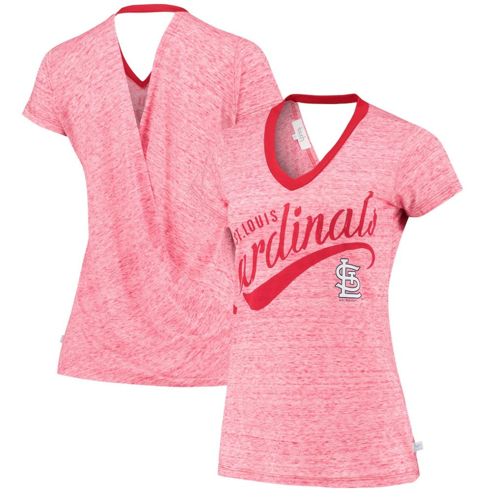 St. Louis Cardinals Touch Women's Hail Mary V-Neck Back Wrap T-Shirt - MLB T-shirts