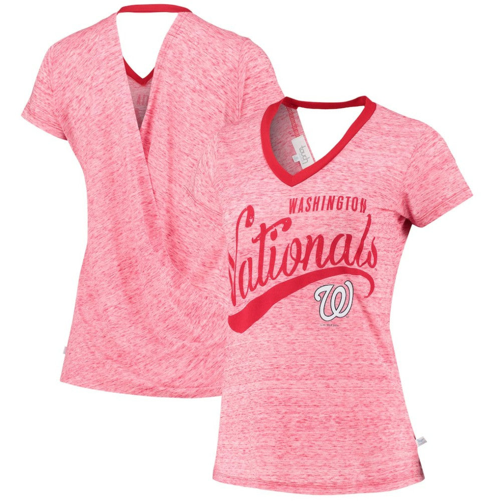 Washington Nationals Touch Women's Hail Mary V-Neck Back Wrap T-Shirt - MLB T-shirts