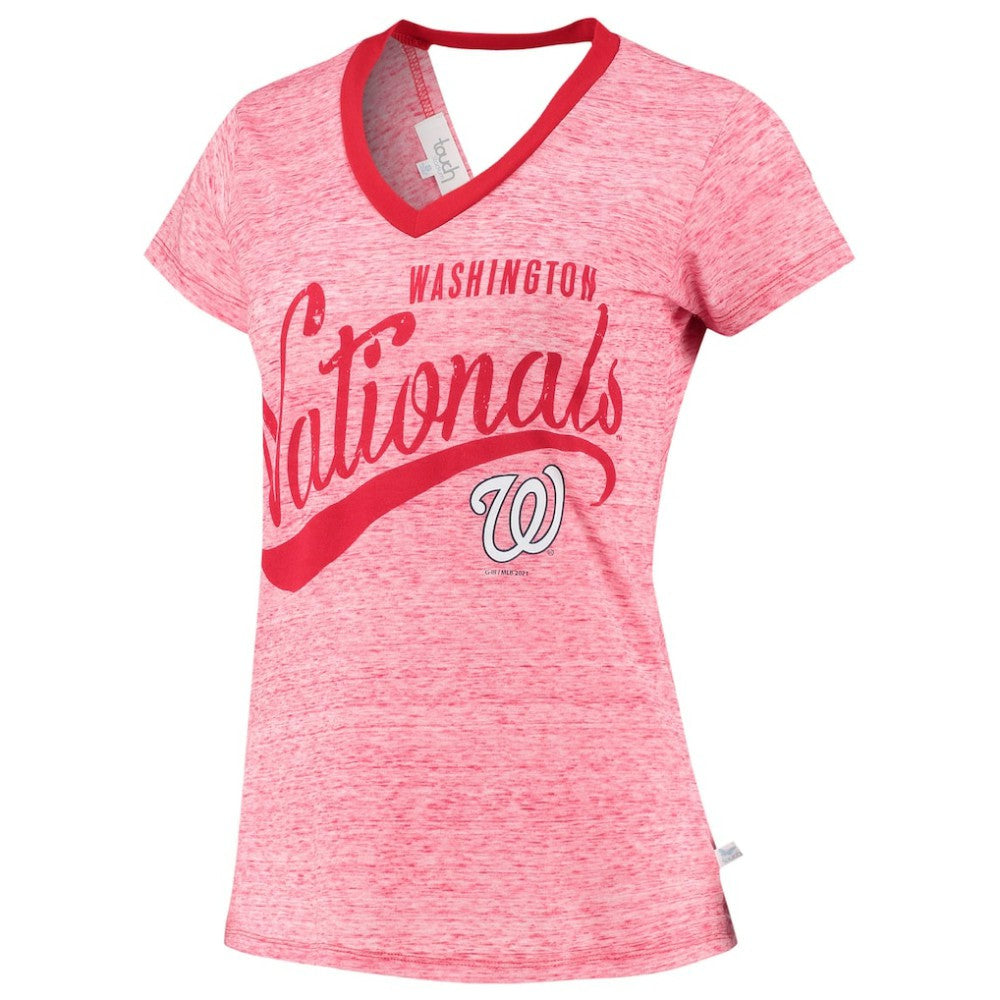 Washington Nationals Touch Women's Hail Mary V-Neck Back Wrap T-Shirt - MLB T-shirts