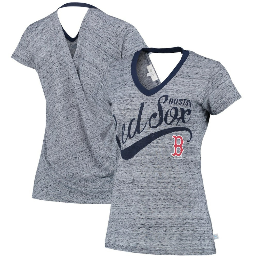 Boston Red Sox Touch Women's Hail Mary V-Neck Back Wrap T-Shirt - MLB T-shirts