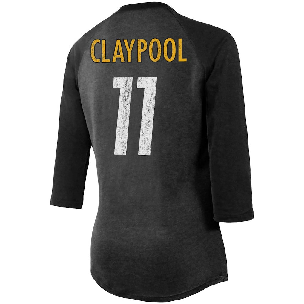 Pittsburgh Steelers Chase Claypool  Women's Team Player Name & Number Tri-Blend Raglan 3/4-Sleeve T-Shirt | NFL US