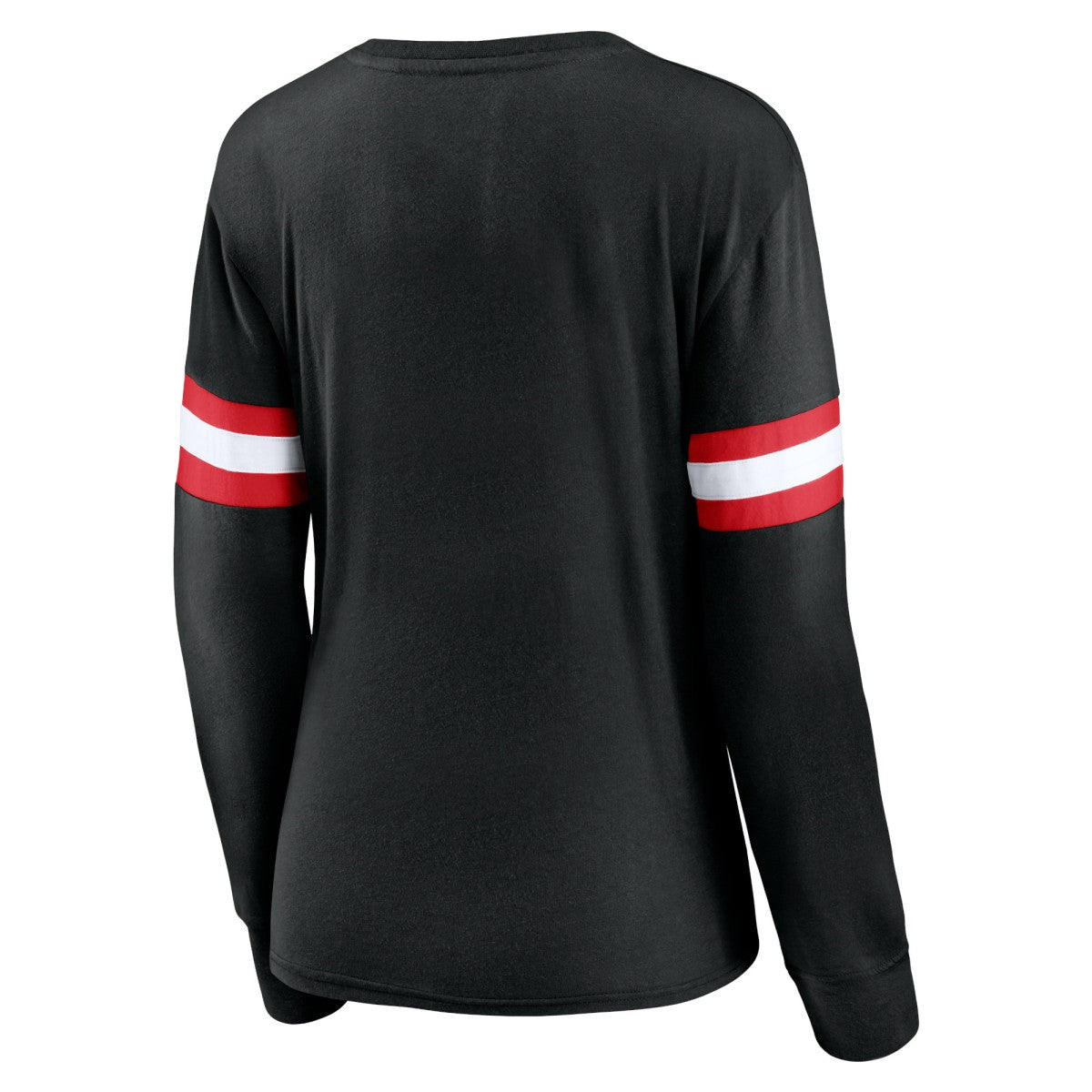 Black Toronto Raptors Women's Block Party Chest Logo Striped Long Sleeve T-Shirt | NBA