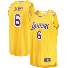 Icon Edition LeBron James Los Angeles Lakers #6 Fast Break Replica Player Jersey Gold | NBA