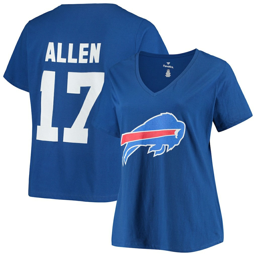 Buffalo Bills Josh Allen  Women's Plus Size Name & Number V-Neck T-Shirt | NFL Hot