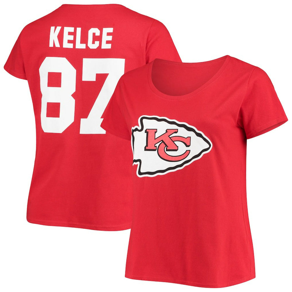 Kansas City Chiefs Travis Kelce  Women's Plus Size Fair Catch Name & Number Scoop Neck T-Shirt | NFL Hot