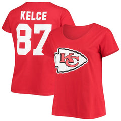 Kansas City Chiefs Travis Kelce  Women's Plus Size Fair Catch Name & Number Scoop Neck T-Shirt | NFL Hot