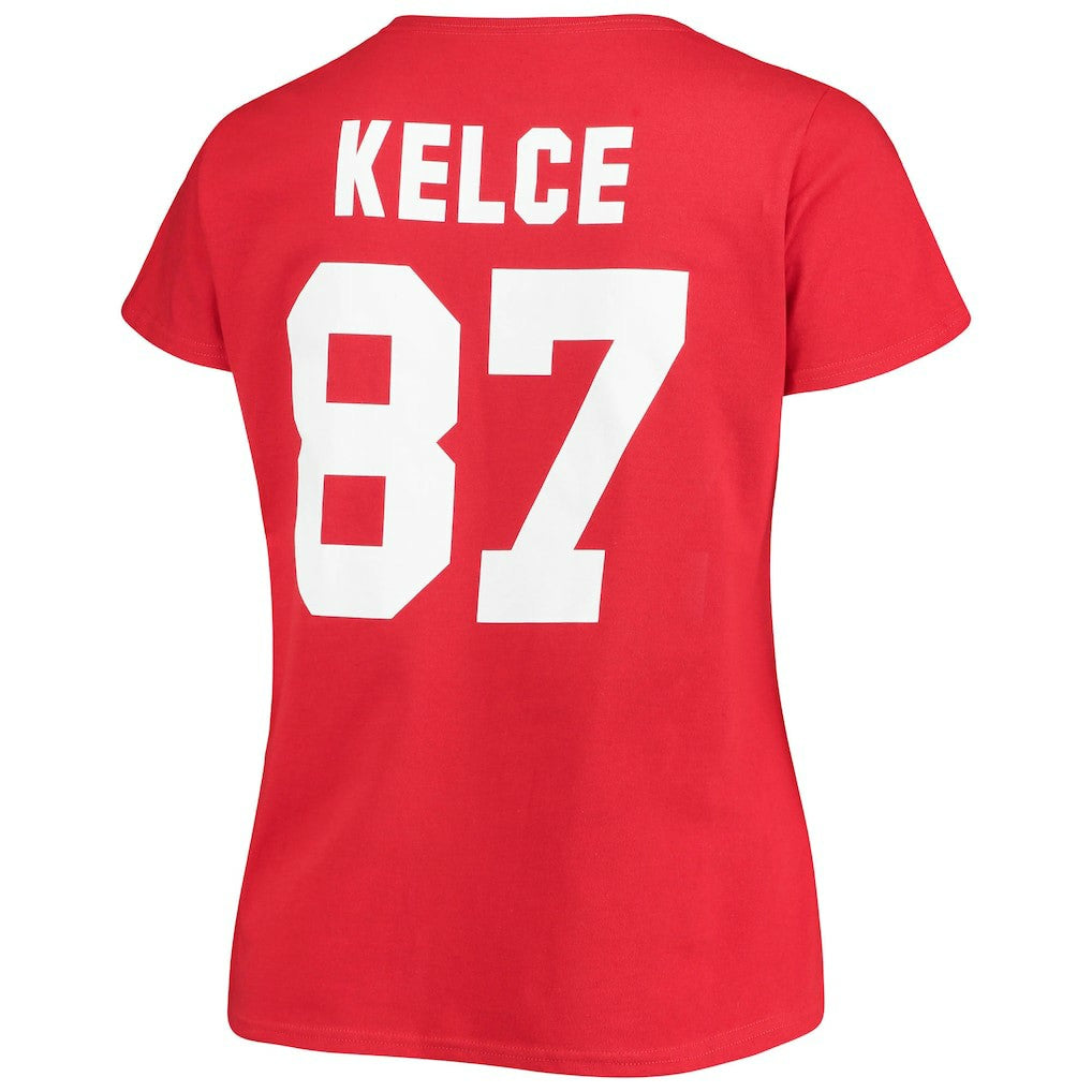 Kansas City Chiefs Travis Kelce  Women's Plus Size Fair Catch Name & Number Scoop Neck T-Shirt | NFL Hot