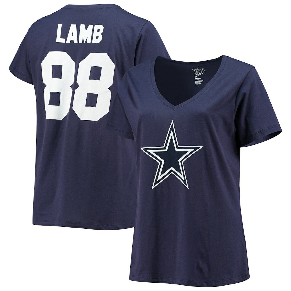 Dallas Cowboys CeeDee Lamb  Women's Plus Size Name & Number V-Neck T-Shirt | NFL New