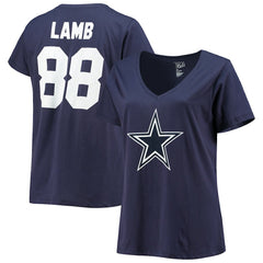 Dallas Cowboys CeeDee Lamb  Women's Plus Size Name & Number V-Neck T-Shirt | NFL New