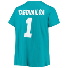 Miami Dolphins Tua Tagovailoa  Women's Plus Size Fair Catch Name & Number Scoop Neck T-Shirt | NFL Online