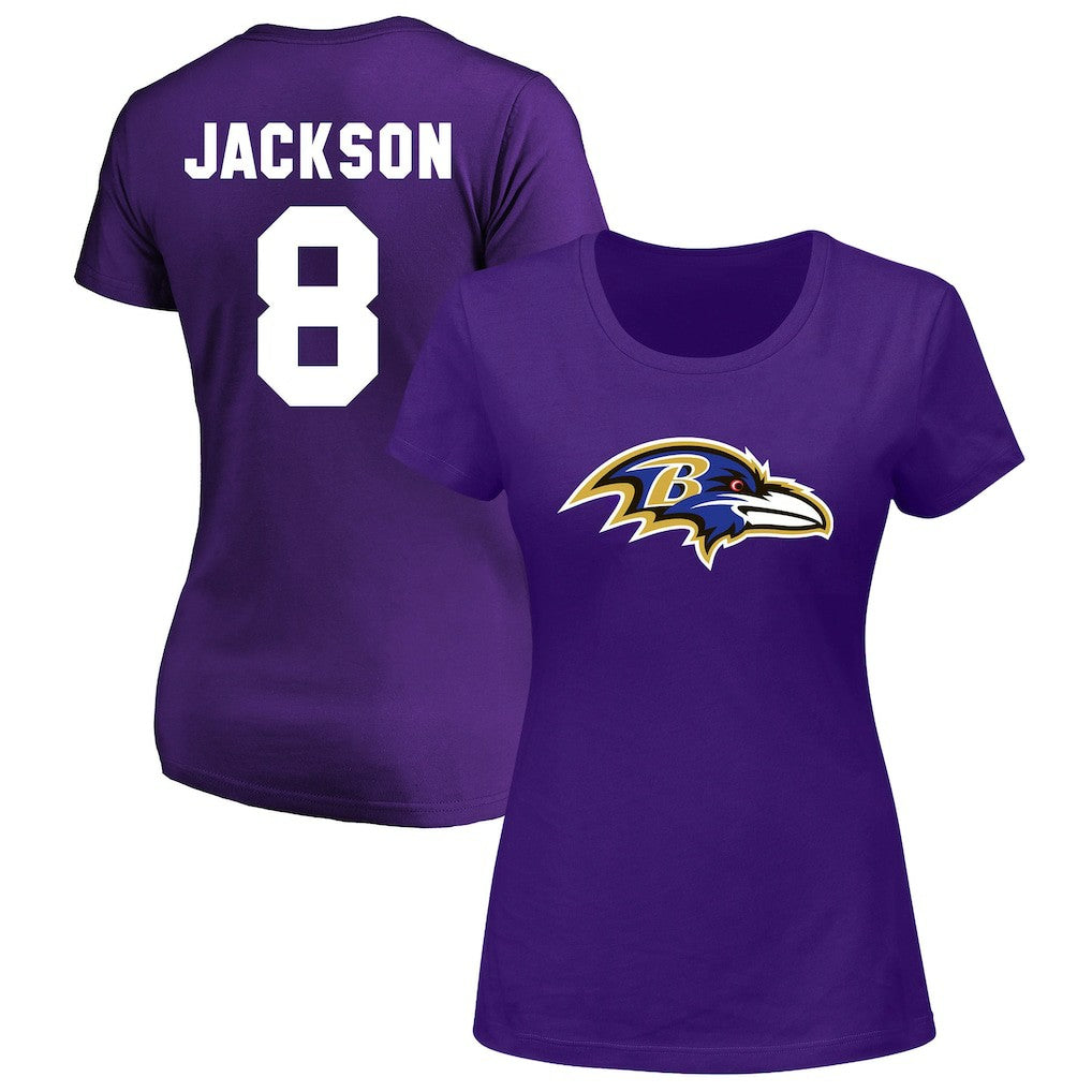 Baltimore Ravens Lamar Jackson  Women's Plus Size Name & Number V-Neck T-Shirt | NFL Online