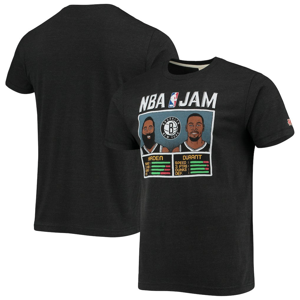 Heathered Charcoal James Harden & Kevin Durant Brooklyn Nets Homage NBA Jam T-Shirt | NBA