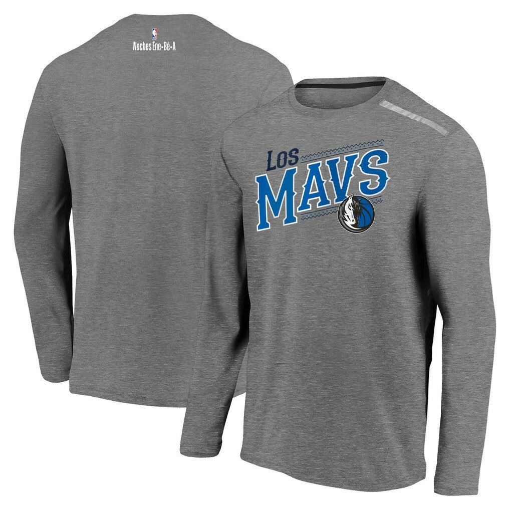 Heather Charcoal Dallas Mavericks 2021 Noches Éne-Bé-A Authentic Shooting Long Sleeve T-Shirt sale | NBA