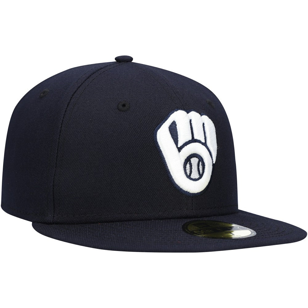 Milwaukee Brewers New Era White Logo 59FIFTY Fitted Hat - MLB Hats