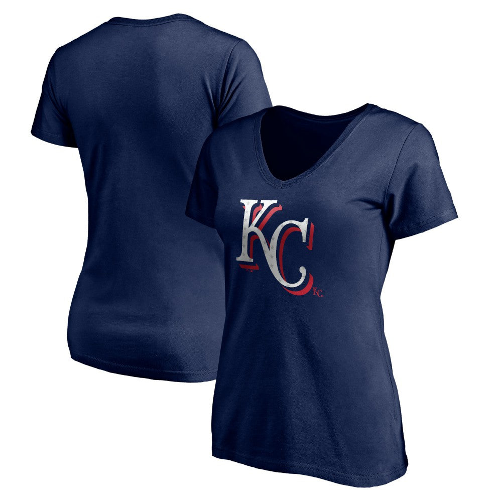 Kansas City Royals Women's Red White and Team V-Neck T-Shirt - MLB T-shirts