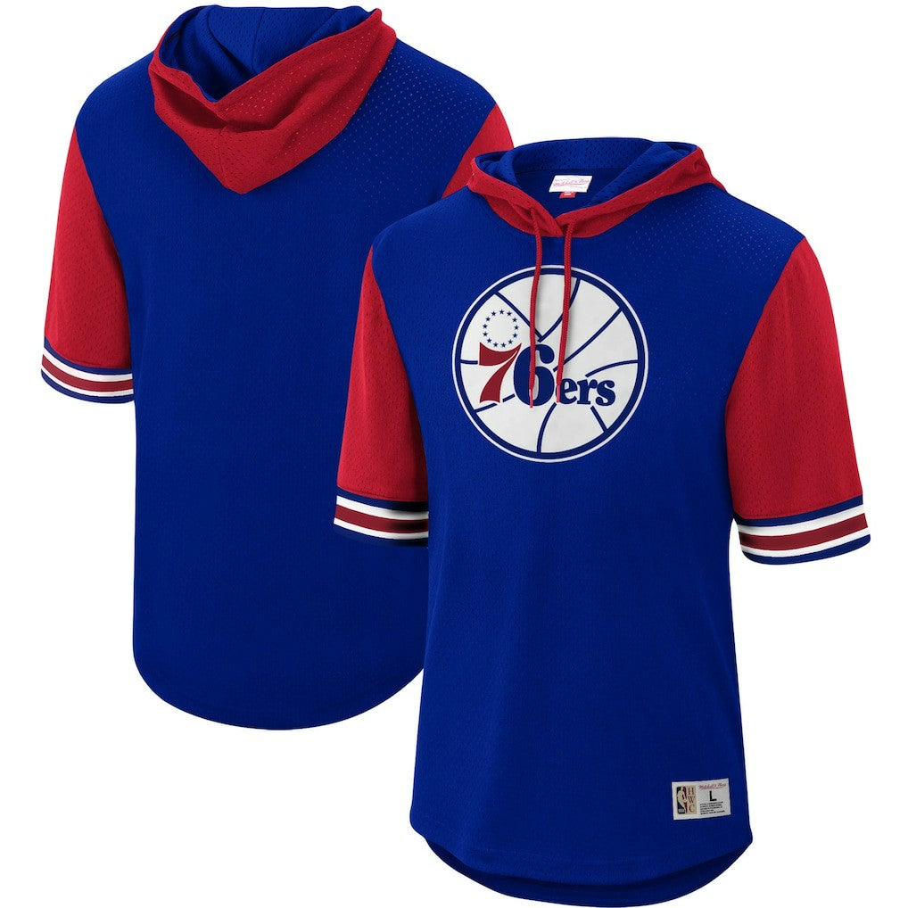 Royal Philadelphia 76ers Hardwood Classics Buzzer Beater Mesh Pullover Hoodie | NBA