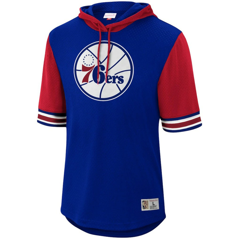 Royal Philadelphia 76ers Hardwood Classics Buzzer Beater Mesh Pullover Hoodie | NBA