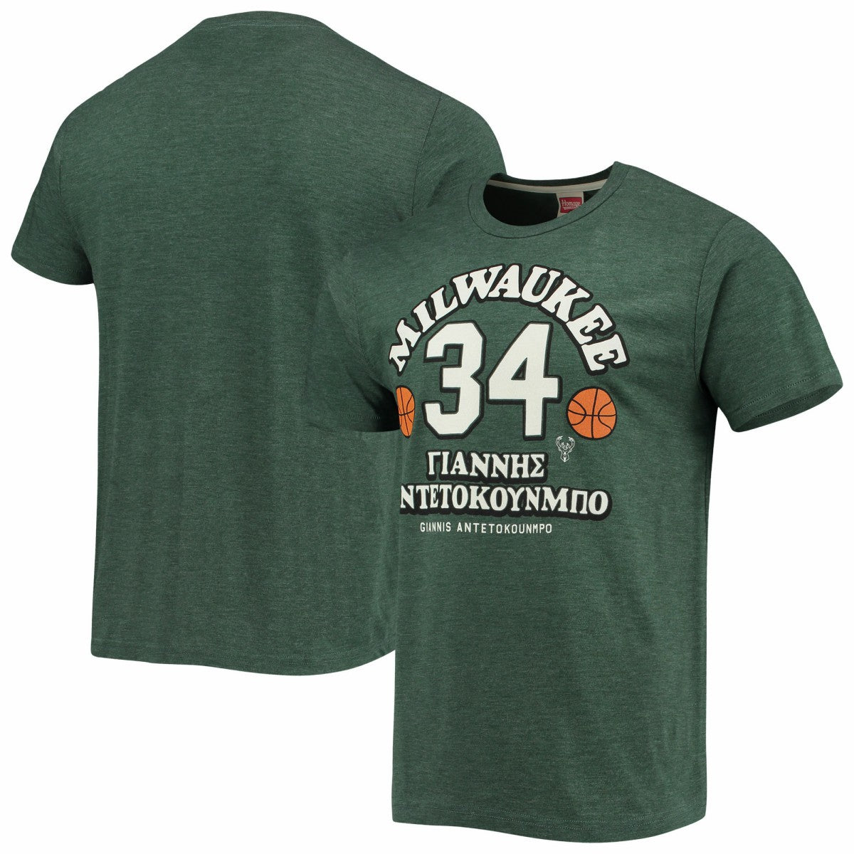 Hunter Green Giannis Antetokounmpo Milwaukee Bucks Homage Greek Tri-Blend T-Shirt | NBA