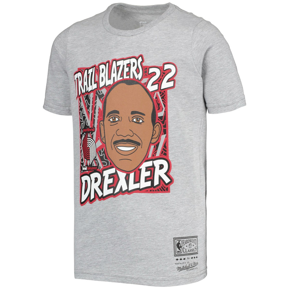 Gray Clyde Drexler Portland Trail Blazers Youth Hardwood Classics King of the Court Player T-Shirt | NBA