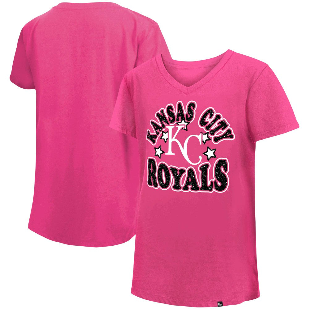 Kansas City Royals New Era Girls Youth Jersey Stars V-Neck T-Shirt - MLB Jerseys