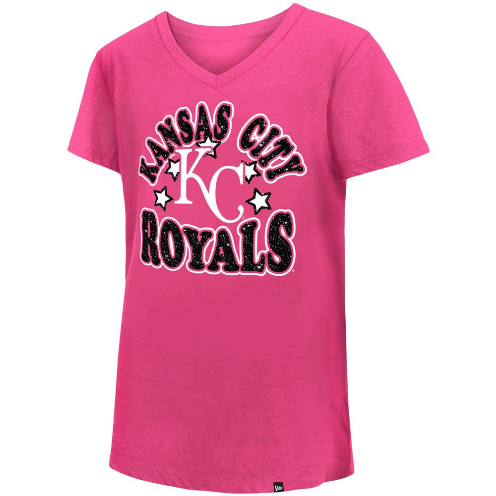 Kansas City Royals New Era Girls Youth Jersey Stars V-Neck T-Shirt - MLB Jerseys