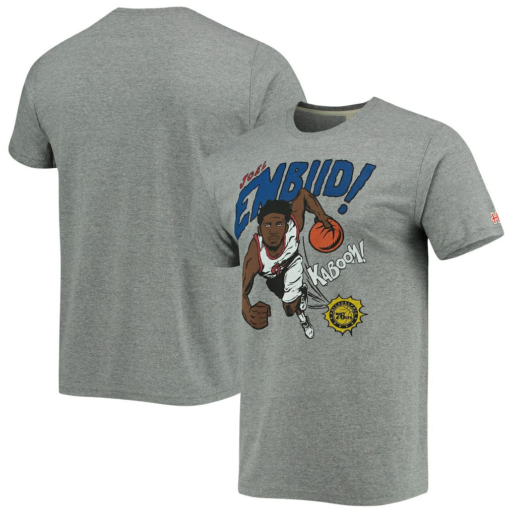 Heathered Gray Joel Embiid Philadelphia 76ers Homage Comic Book Player Tri-Blend T-Shirt | NBA