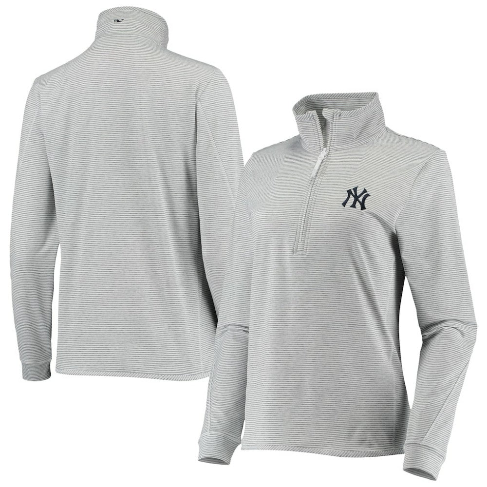 New York Yankees Vineyard Vines Women's Stripe Sankaty Half-Zip Pullover Top - MLB Pullover