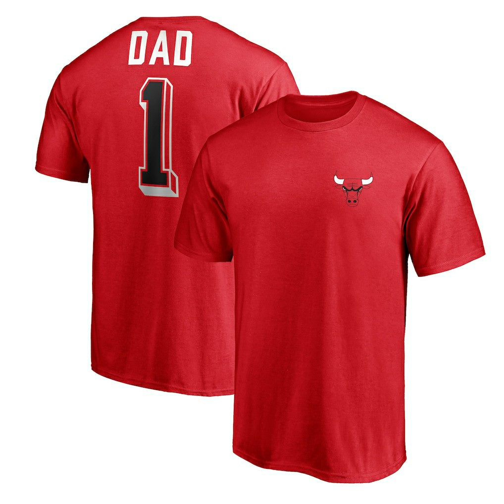 Red Chicago Bulls Number One Dad T-Shirt sale | NBA