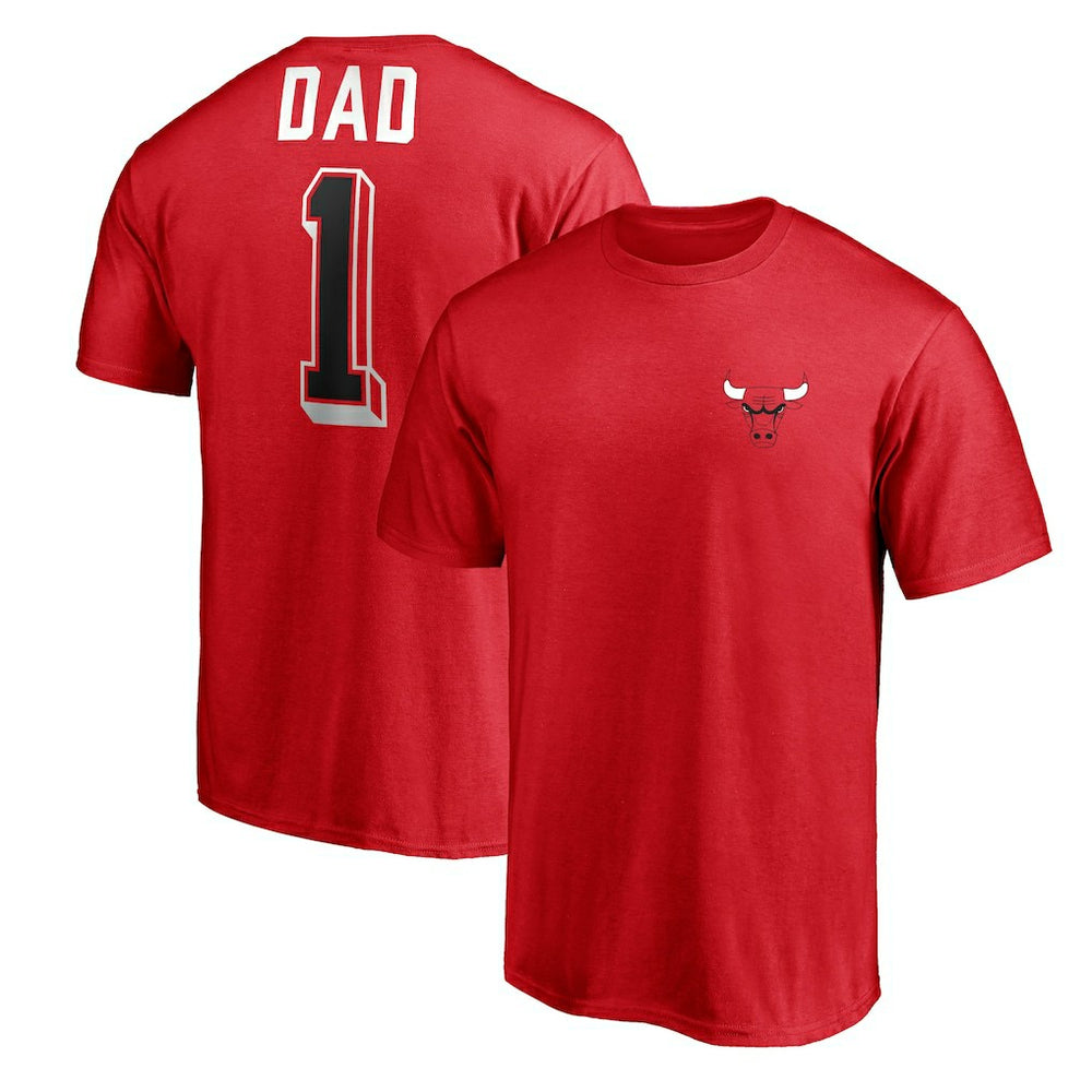 Red Chicago Bulls Number One Dad T-Shirt sale | NBA