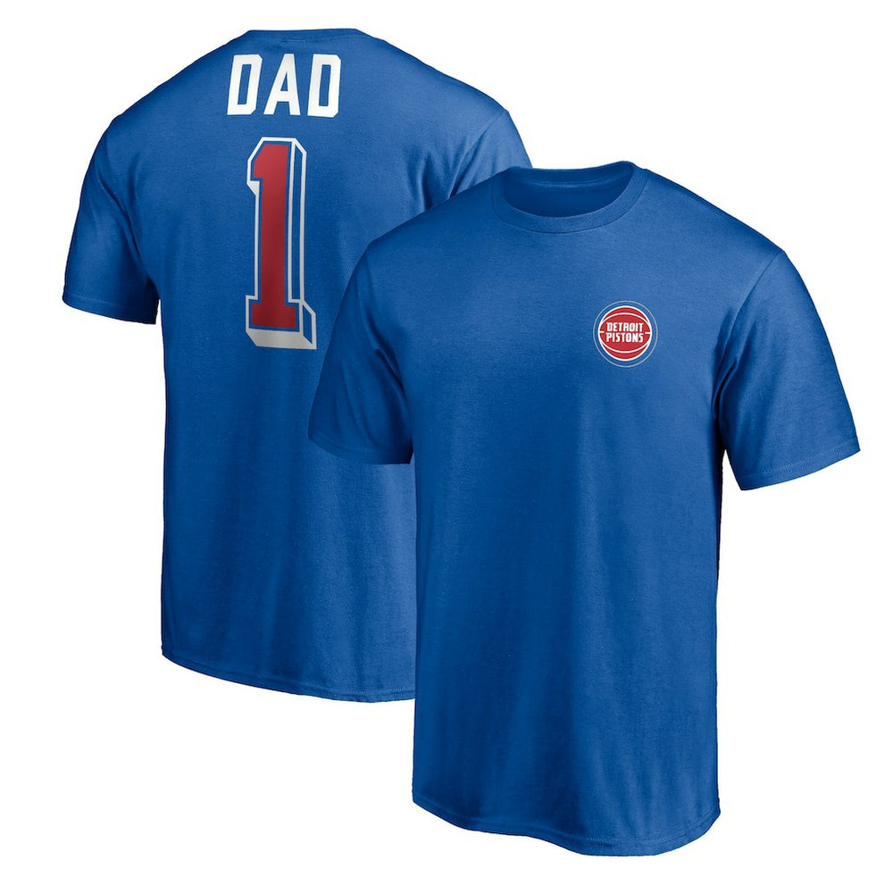 Royal Detroit Pistons Number One Dad T-Shirt sale | NBA