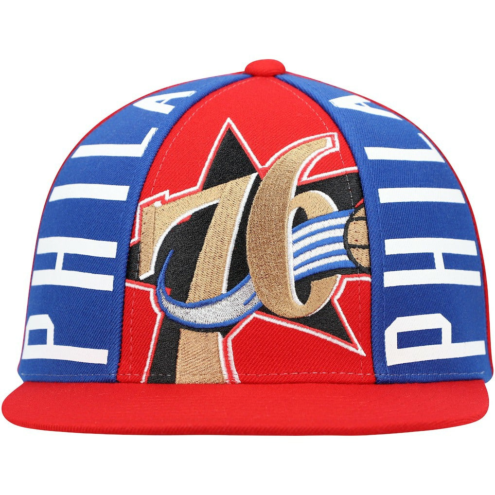 Red Philadelphia 76ers Hardwood Classics Big Face Callout Snapback Hat | NBA