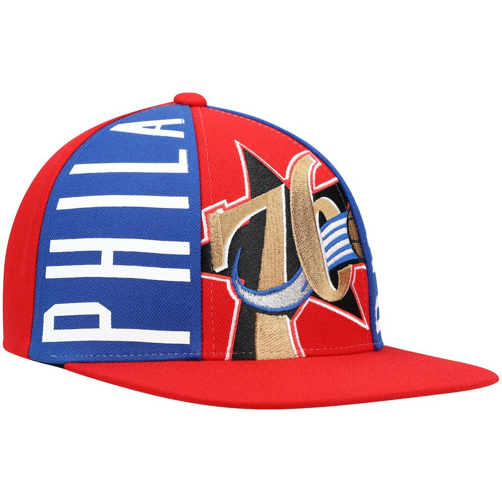 Red Philadelphia 76ers Hardwood Classics Big Face Callout Snapback Hat | NBA