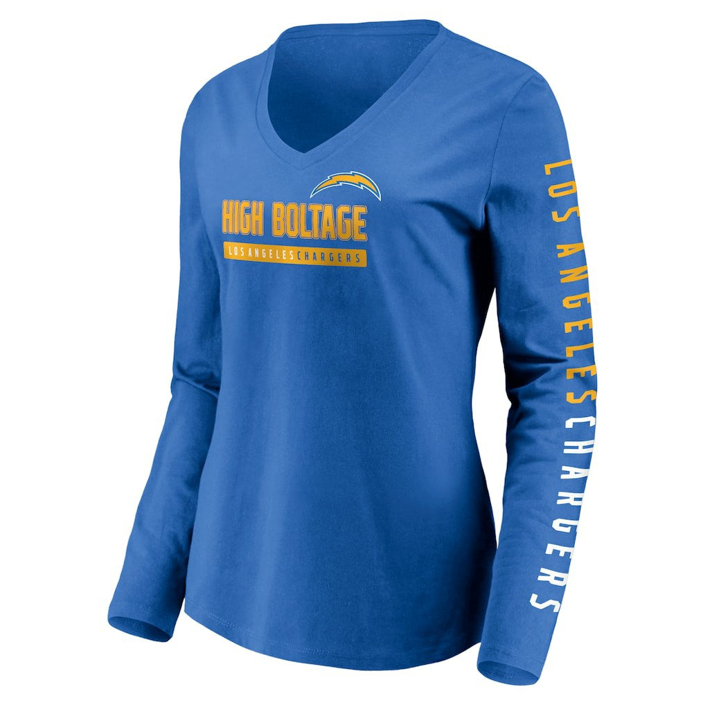 Los Angeles Chargers Women's Slogan V-Neck Long Sleeve T-Shirt | NFL New