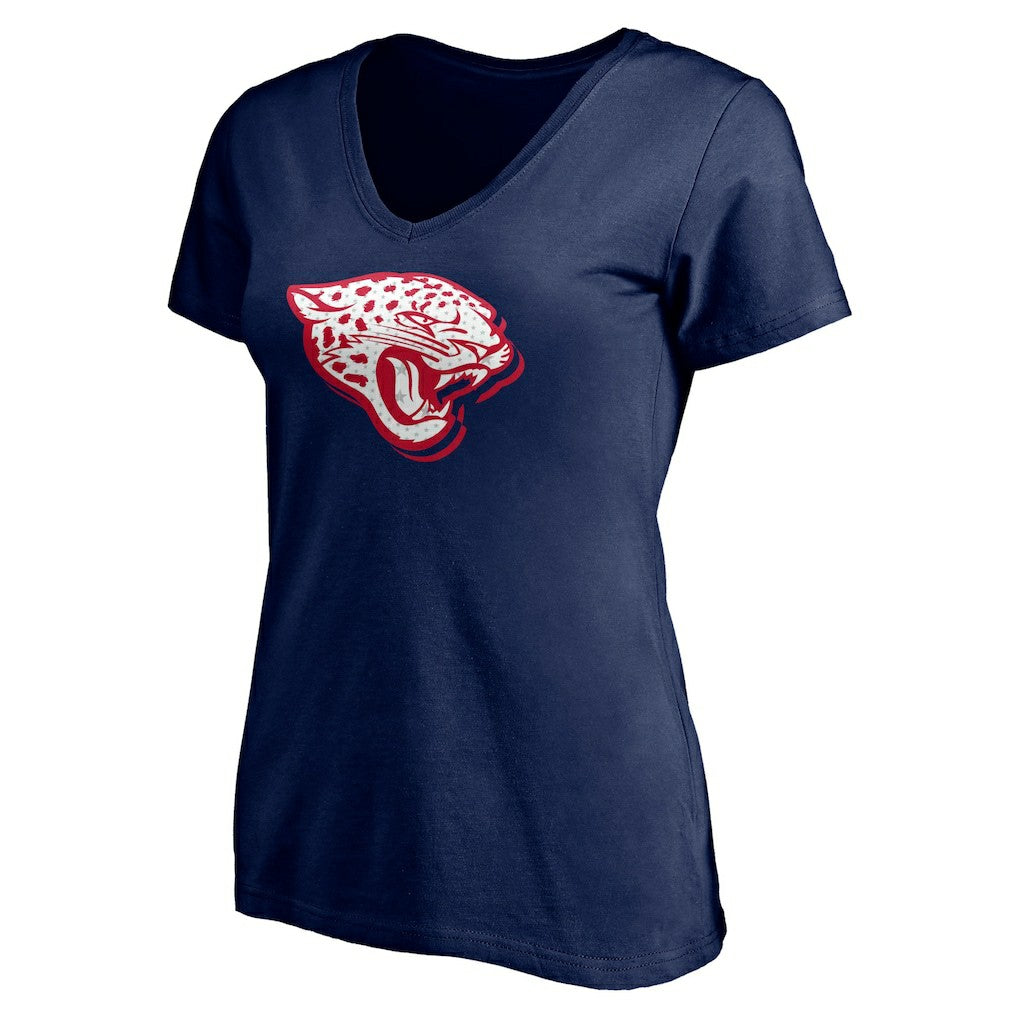 Jacksonville Jaguars Women's Red White and Team V-Neck T-Shirt | NFL New