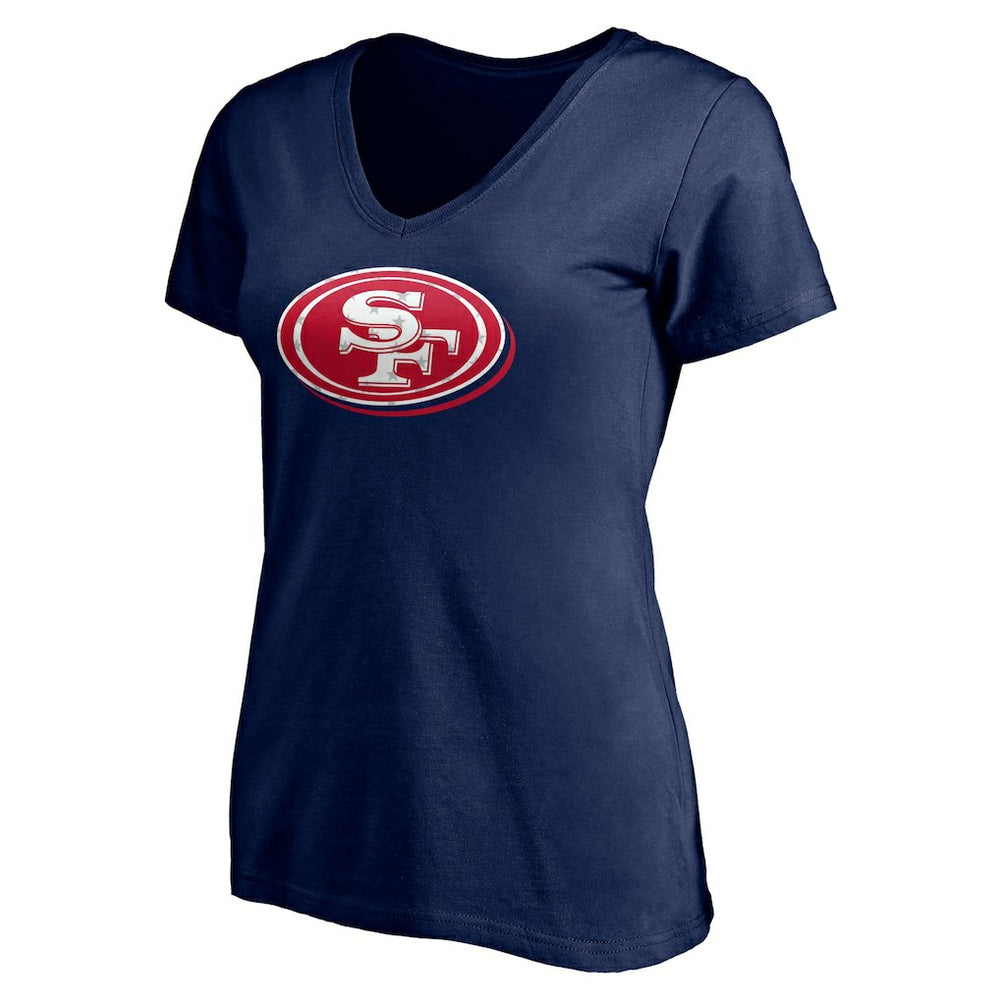San Francisco 49ers Women's Red White and Team V-Neck T-Shirt | NFL US