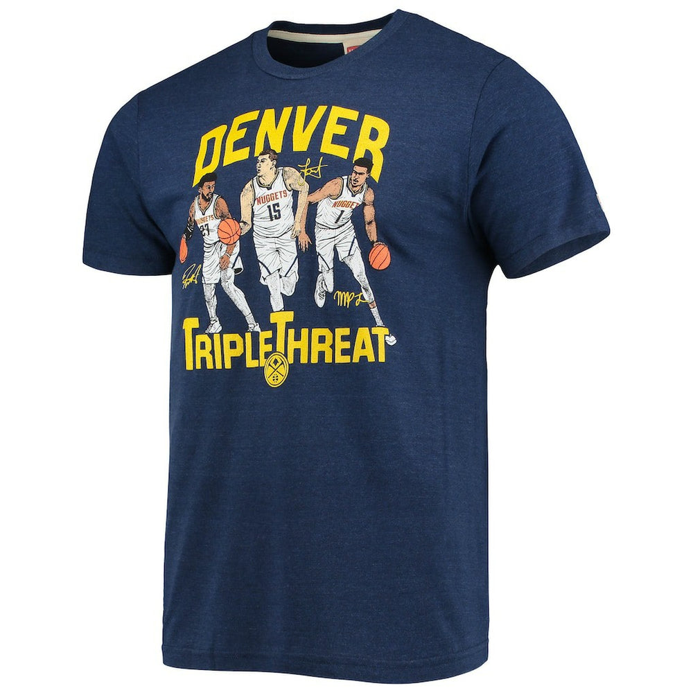 Heathered Navy Jamal Murray/Michael Porter Jr./Nikola Jokic Denver Nuggets Homage Triple Threat Player Tri-Blend T-Shirt sale | NBA