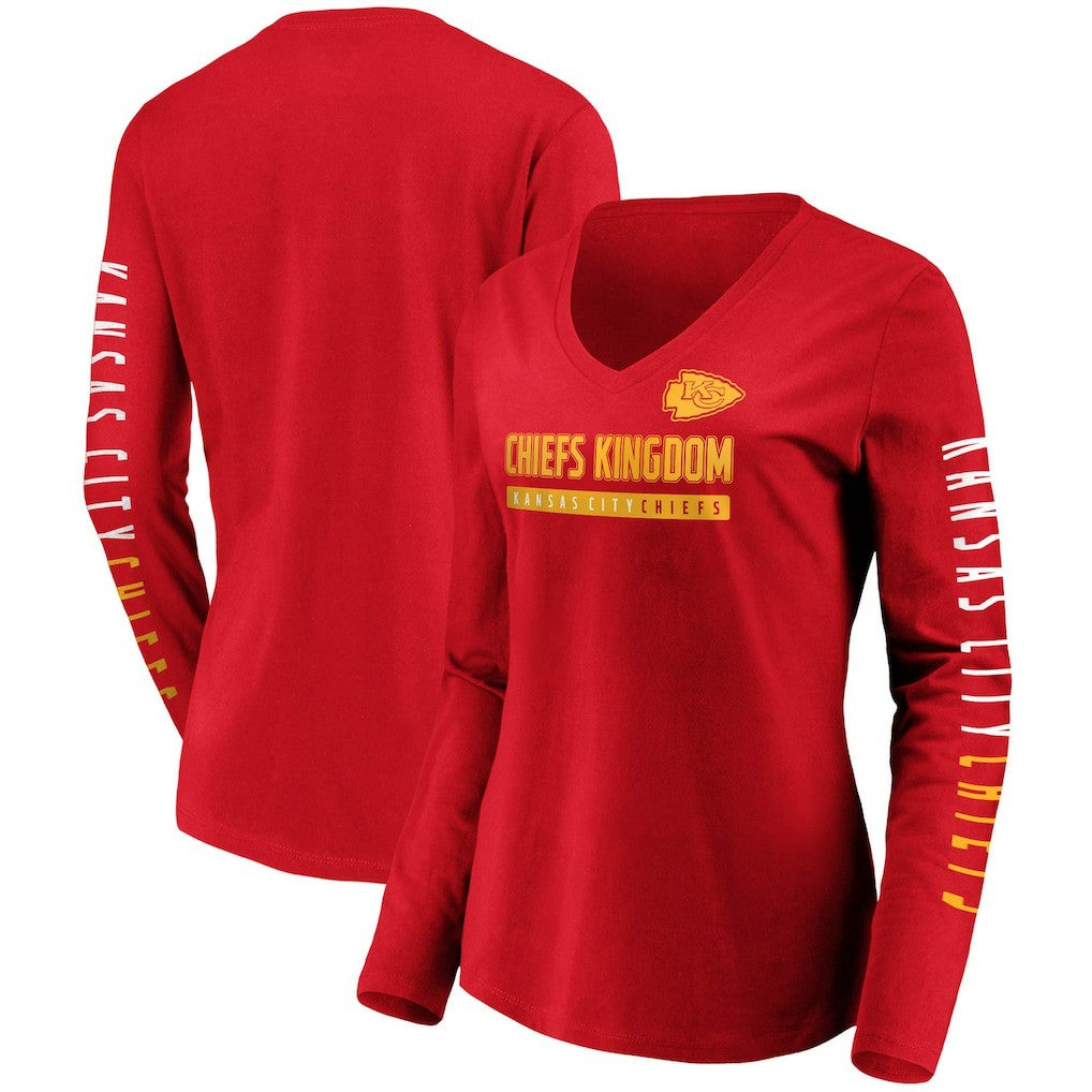 Kansas City Chiefs Women's Slogan V-Neck Long Sleeve T-Shirt | NFL US