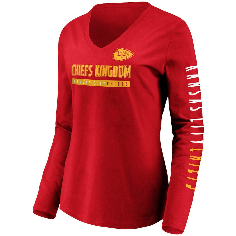 Kansas City Chiefs Women's Slogan V-Neck Long Sleeve T-Shirt | NFL US