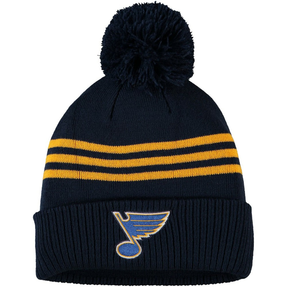St. Louis Blues adidas Locker Room Three Stripe Cuffed Knit Hat with Pom -  NHL Hats