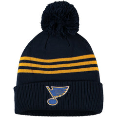 St. Louis Blues adidas Locker Room Three Stripe Cuffed Knit Hat with Pom -  NHL Hats