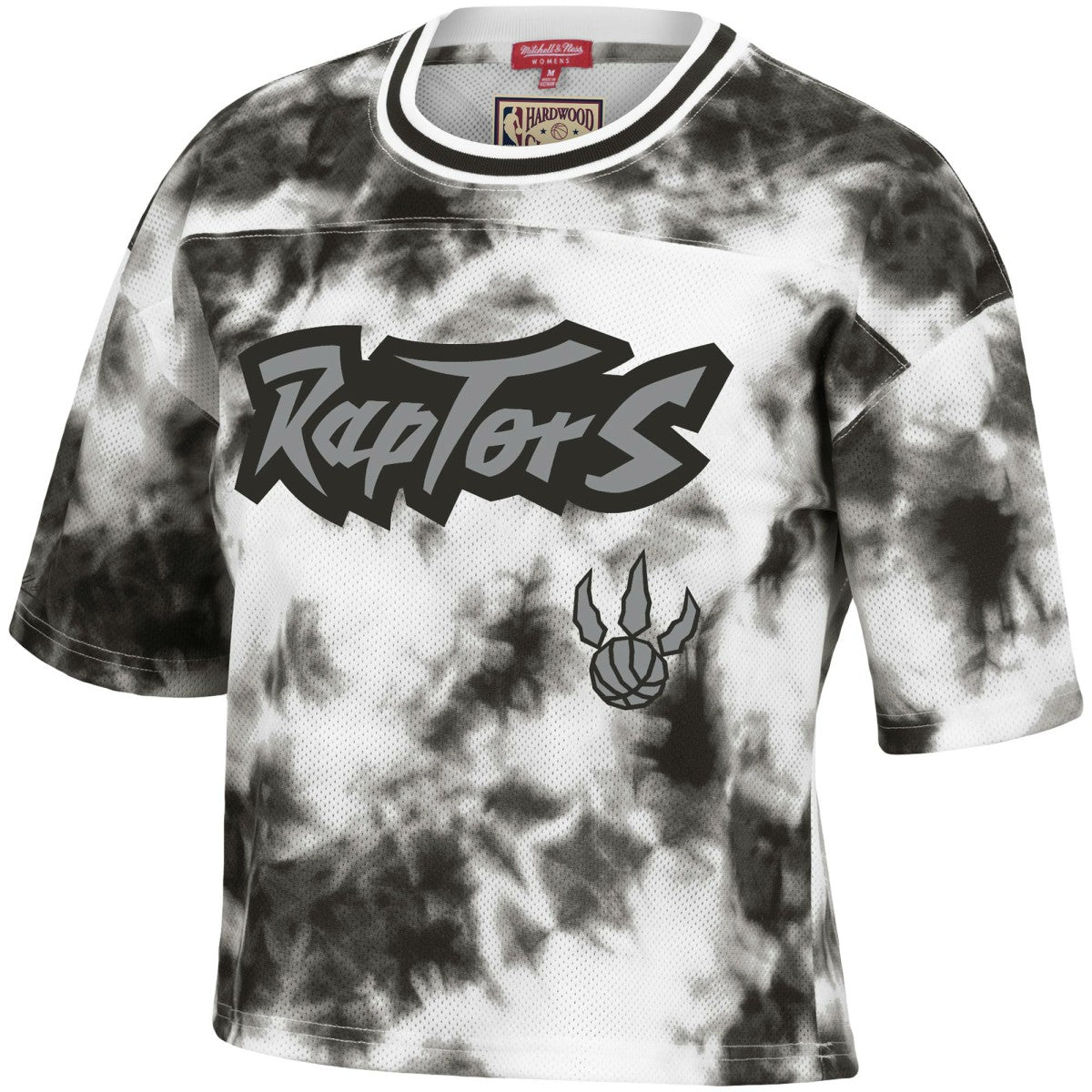 Black/White Toronto Raptors Women's Hardwood Classics Tie-Dye Cropped T-Shirt | NBA
