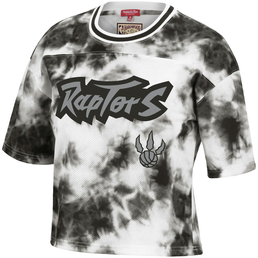 Black/White Toronto Raptors Women's Hardwood Classics Tie-Dye Cropped T-Shirt | NBA