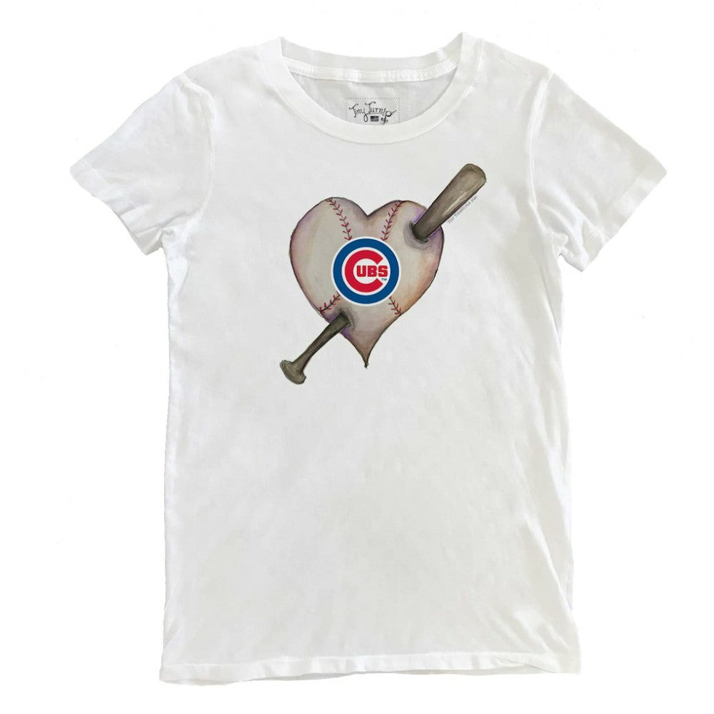 Chicago Cubs Tiny Turnip Women's Heart Bat T-Shirt - MLB T-shirts