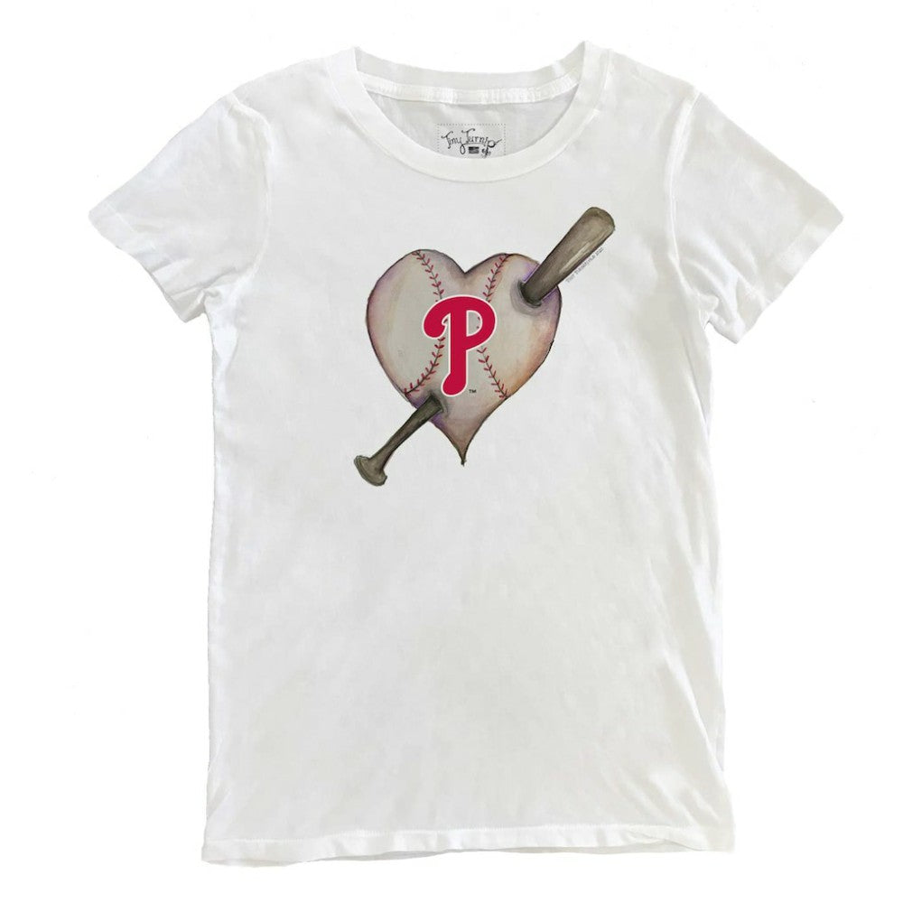 Philadelphia Phillies Tiny Turnip Women's Heart Bat T-Shirt - MLB T-shirts